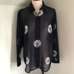 Liz Claiborne Liz Sport Sheer Navy Blue NWOT Top